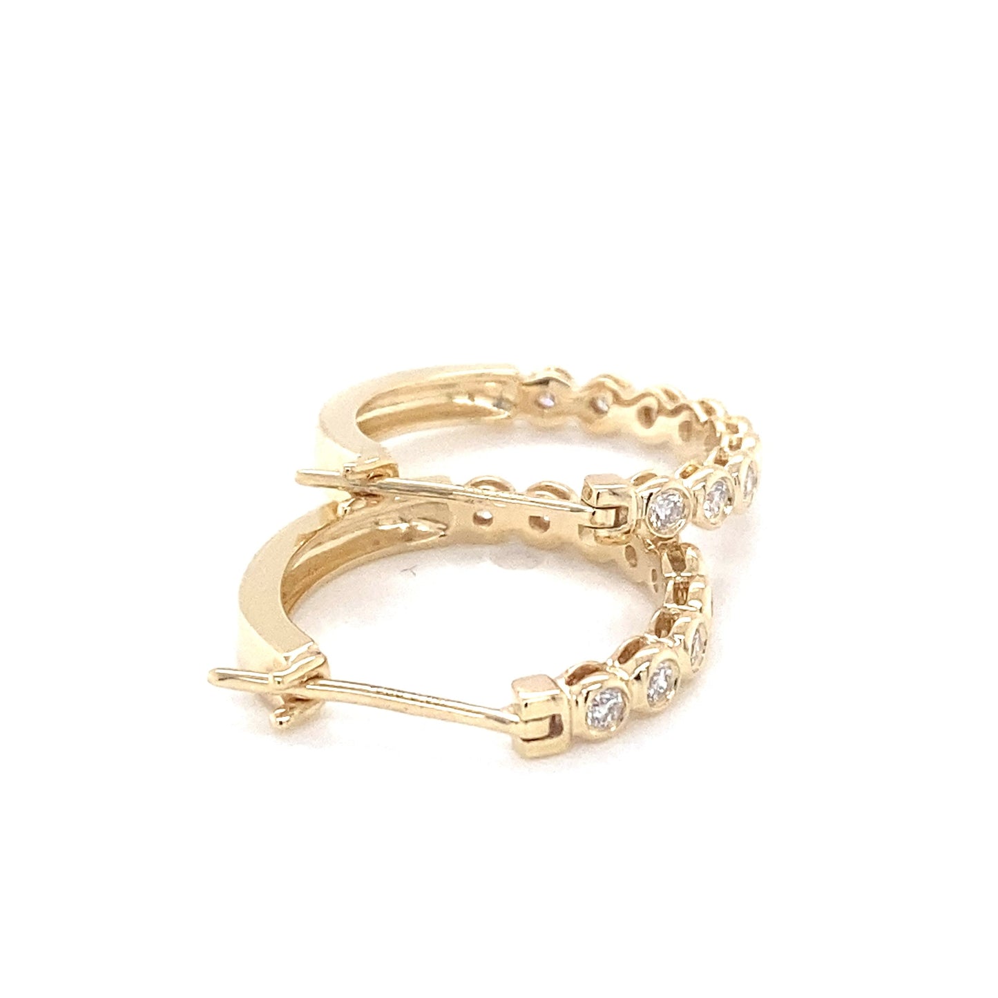 Yellow Gold and Round Brilliant cut diamond hoop earrings Gardiner Brothers