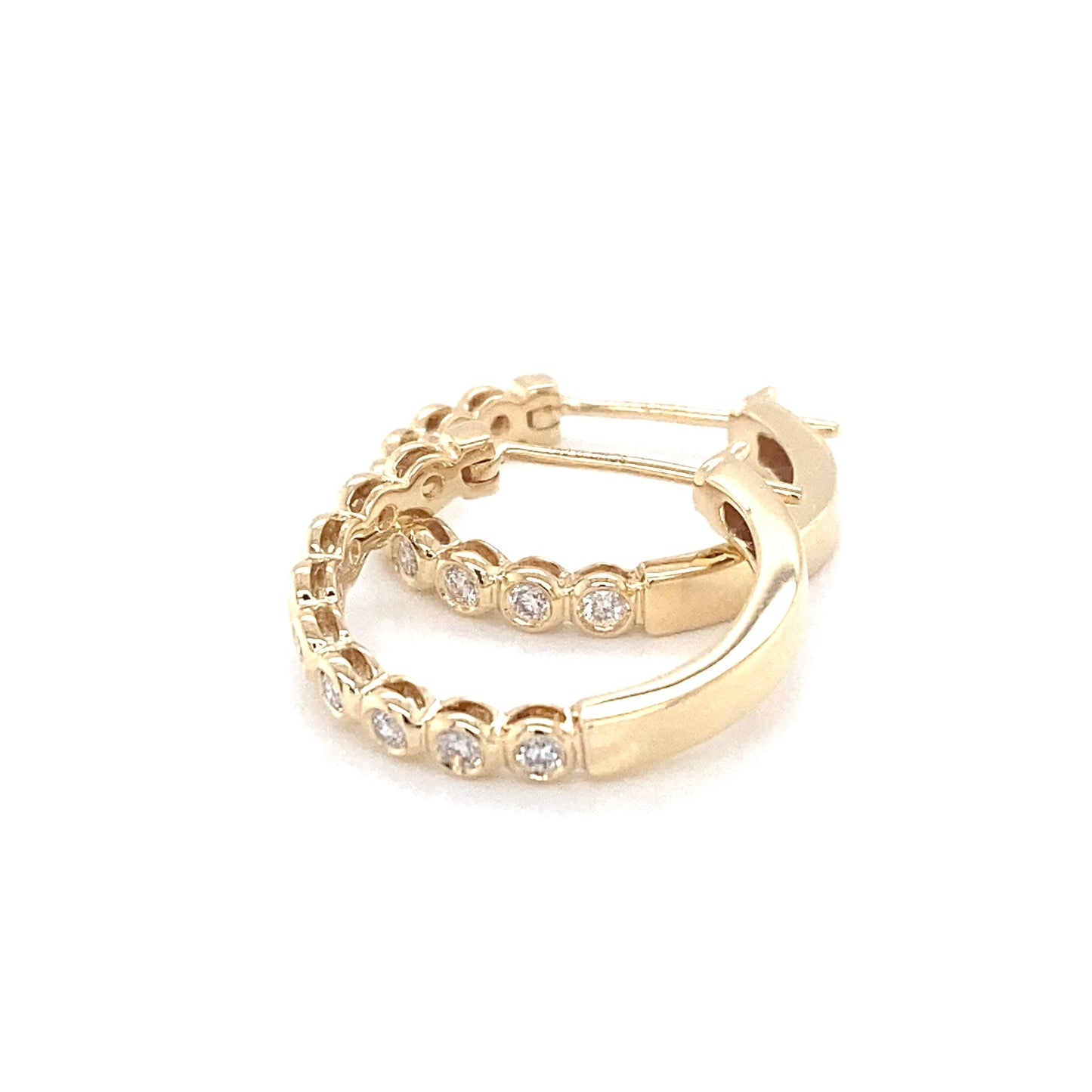 Yellow Gold and Round Brilliant cut diamond hoop earrings Gardiner Brothers