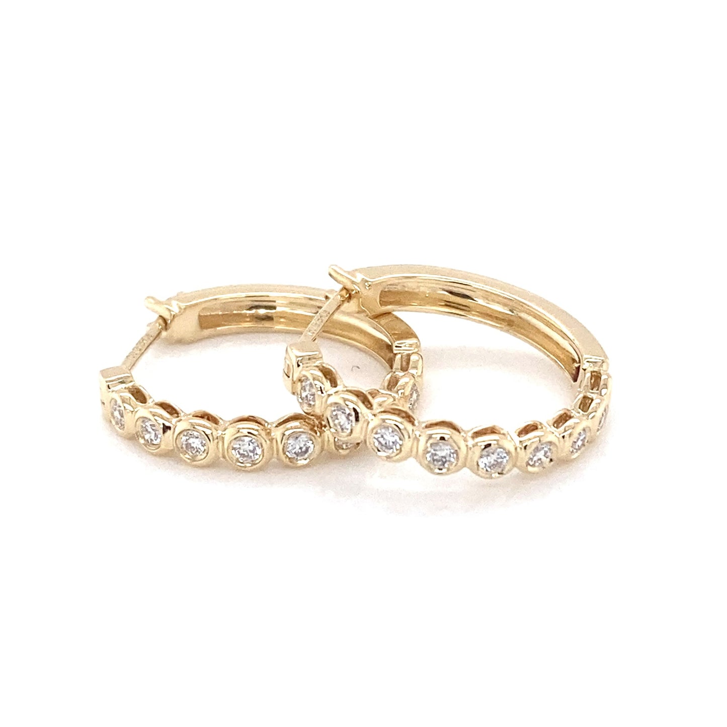 Yellow Gold and Round Brilliant cut diamond hoop earrings Gardiner Brothers