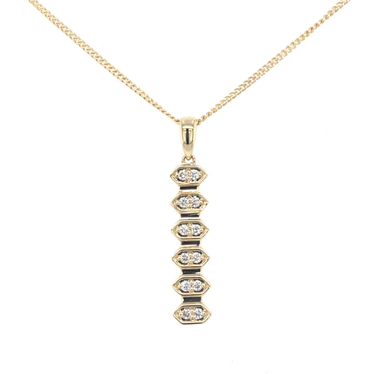 Yellow Gold and diamond modern drop style pendant  Gardiner Brothers