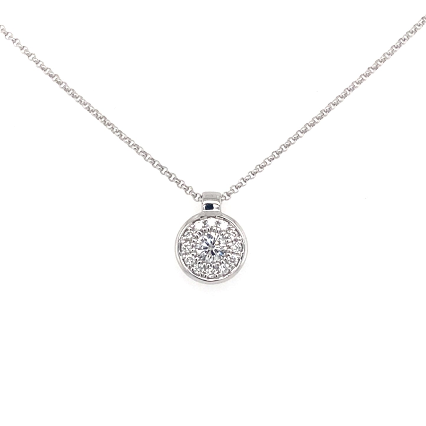 Round Brilliant cut diamond halo style pendant Gardiner Brothers