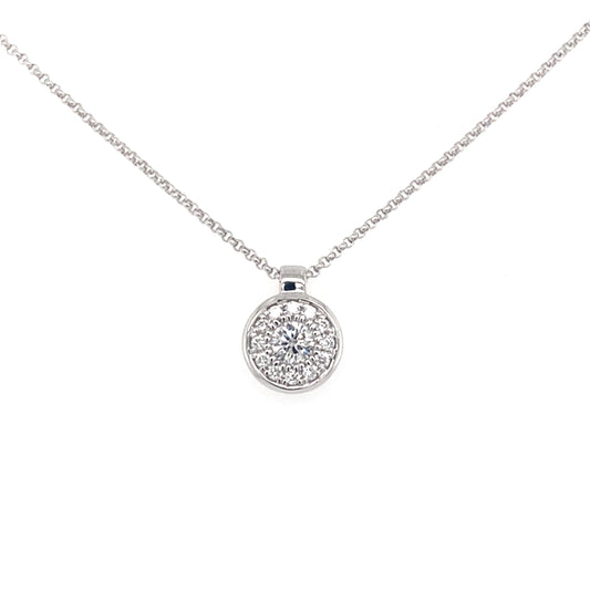 Round Brilliant cut diamond halo style pendant  Gardiner Brothers