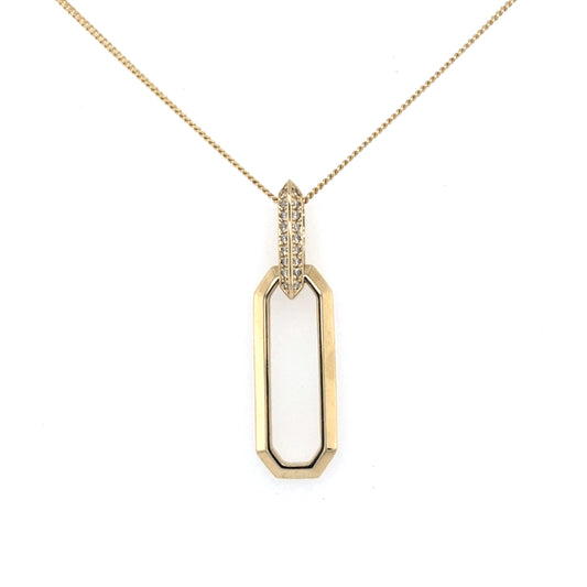 Yellow Gold Octagonal shaped diamond set drop pendant  Gardiner Brothers