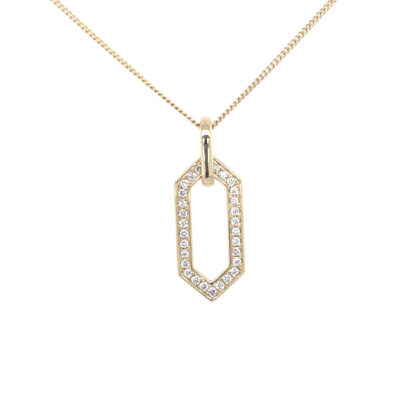 Yellow gold and diamond, hexagonal shaped pendant Gardiner Brothers