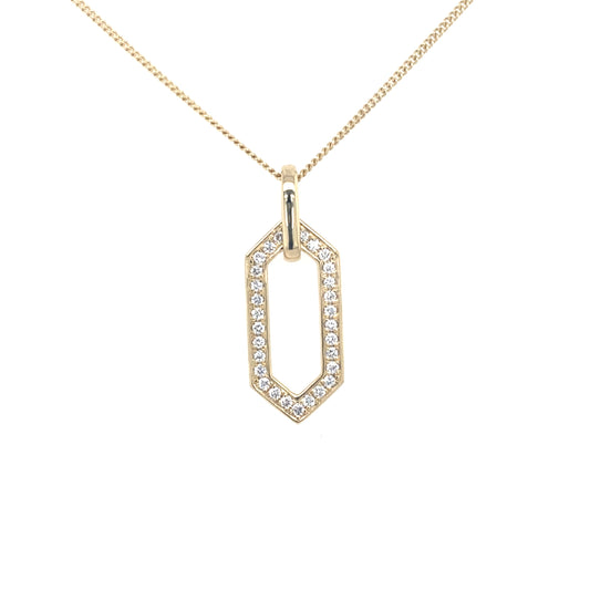 Yellow gold and diamond, hexagonal shaped pendant  Gardiner Brothers