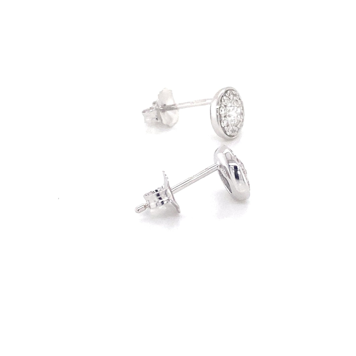 Round Brilliant cut diamond halo cluster style earrings Gardiner Brothers