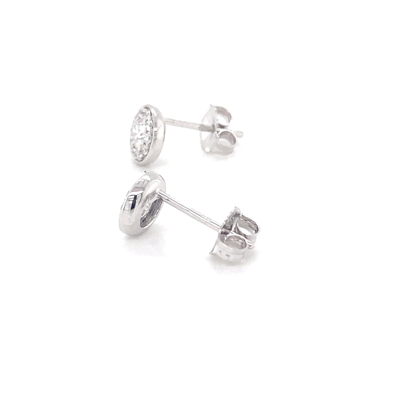Round Brilliant cut diamond halo cluster style earrings Gardiner Brothers