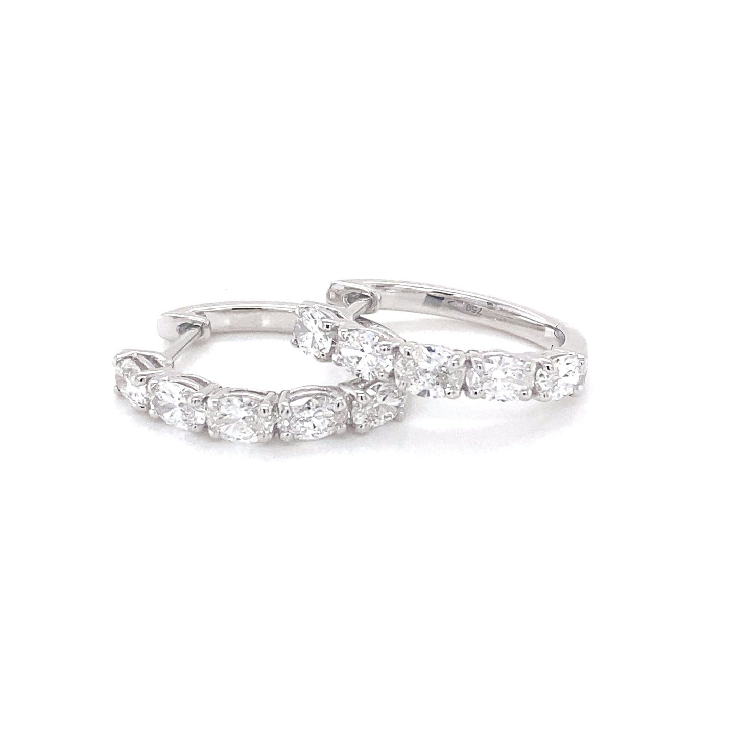 Oval Shaped Diamond Hoop Style Earrings Gardiner Brothers