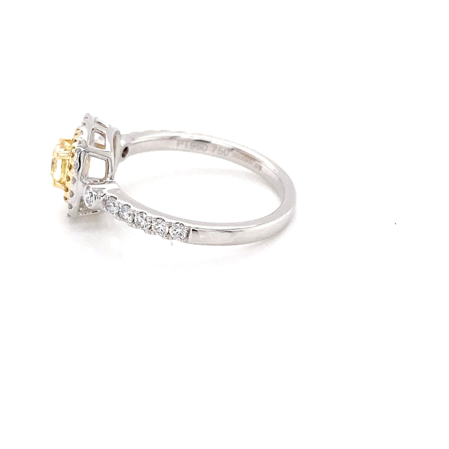 Platinum Cushion Shaped Yellow Diamond Halo Cluster Style Ring Gardiner Brothers