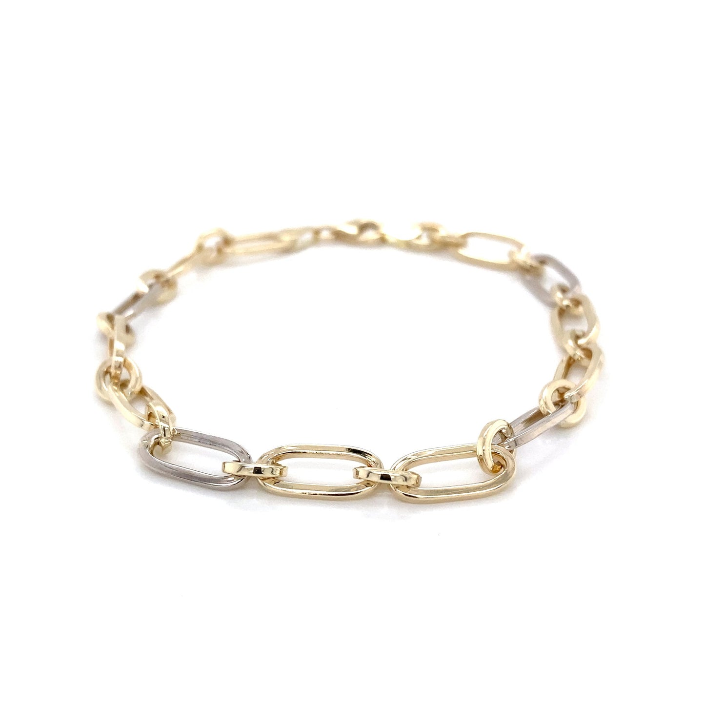 Yellow and white gold alternating size oval link bracelet Gardiner Brothers