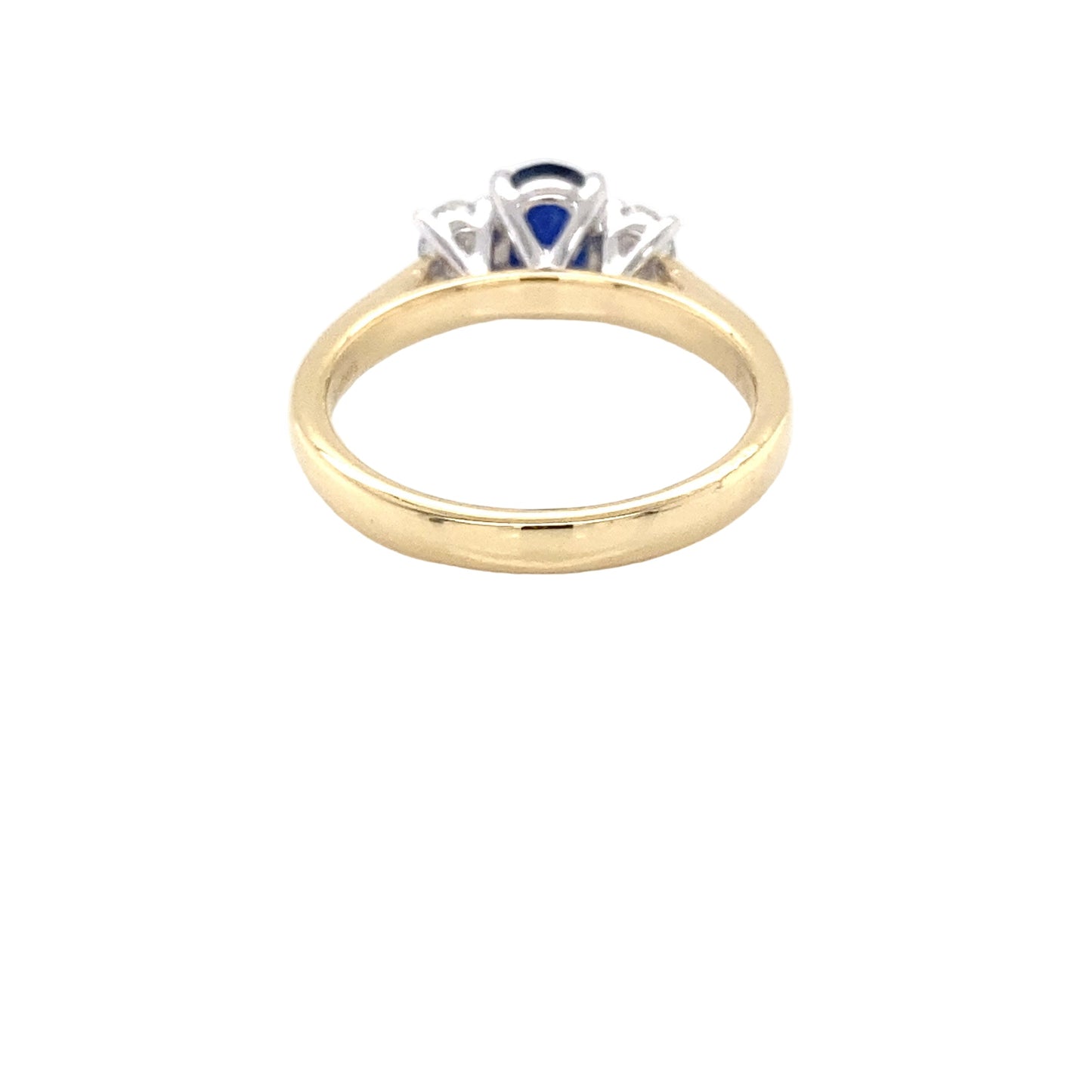Oval Shaped Sapphire and Oval Diamond 3 stone ring Gardiner Brothers