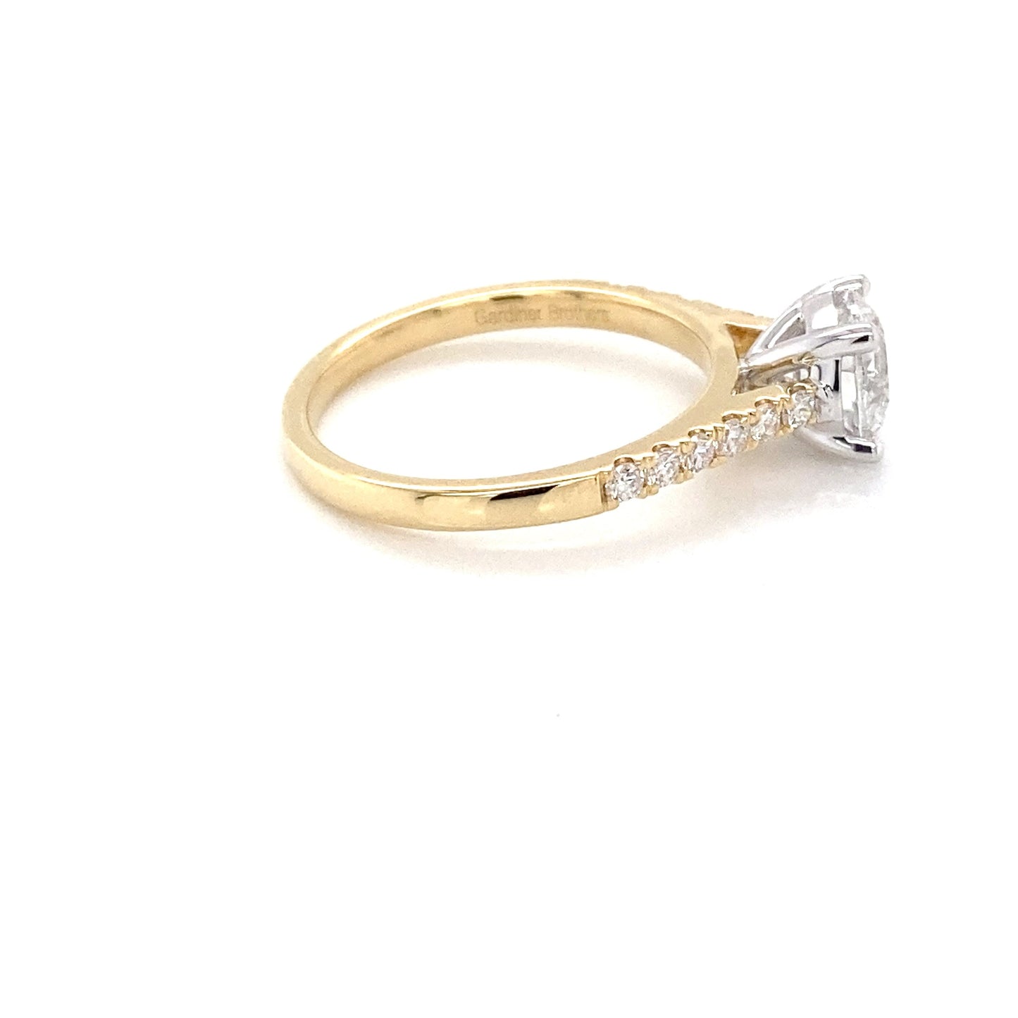 Yellow Gold Round brilliant Cut Solitaire with diamond set shoulders - 1.46cts Gardiner Brothers