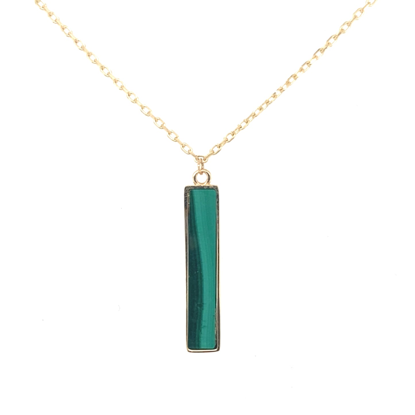 Yellow Gold Malachite Bar Drop Pendant Gardiner Brothers
