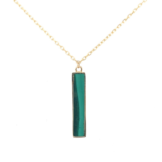 Yellow Gold Malachite Bar Drop Pendant Gardiner Brothers