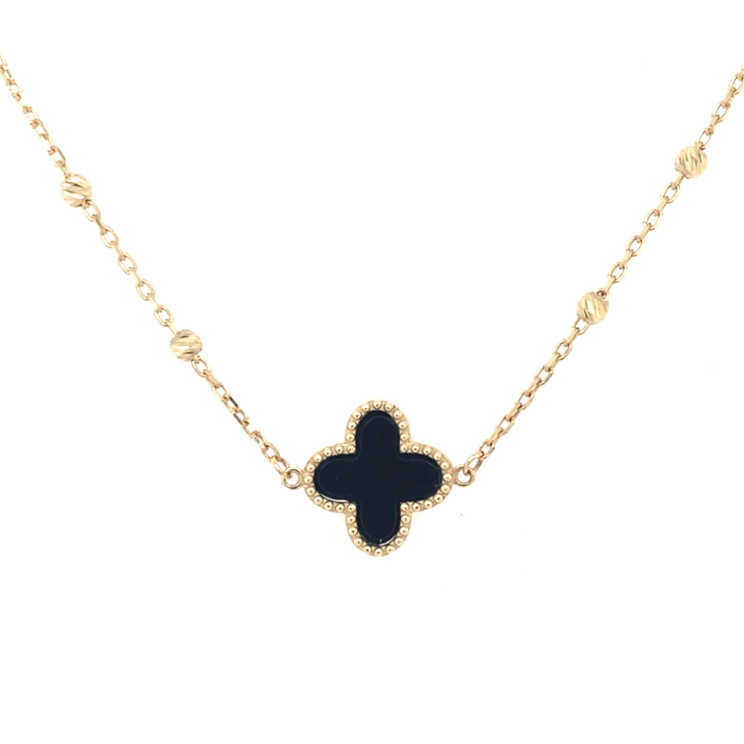 Yellow Gold Onyx Flower Necklet Gardiner Brothers