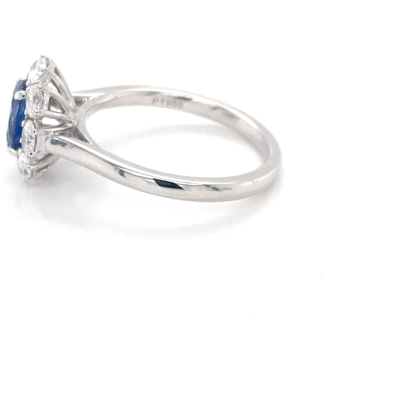 Oval Shaped Sapphire and Oval diamond cluster style ring Gardiner Brothers