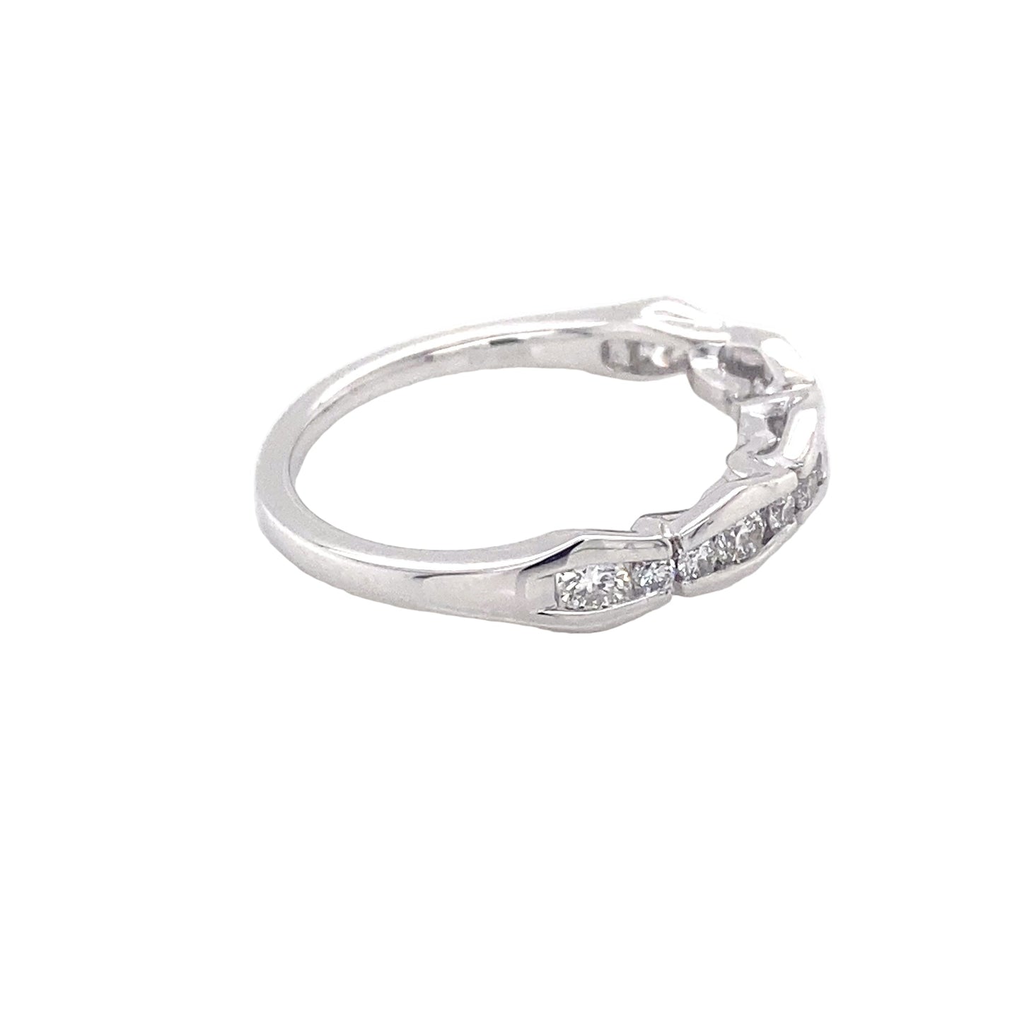 Platinum round brilliant cut diamond alternating size eternity ring Gardiner Brothers