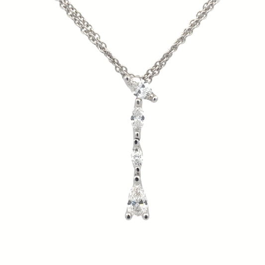 Marquise and Pear Shaped Diamond Fancy Style Drop Pendant - 0.96cts Gardiner Brothers