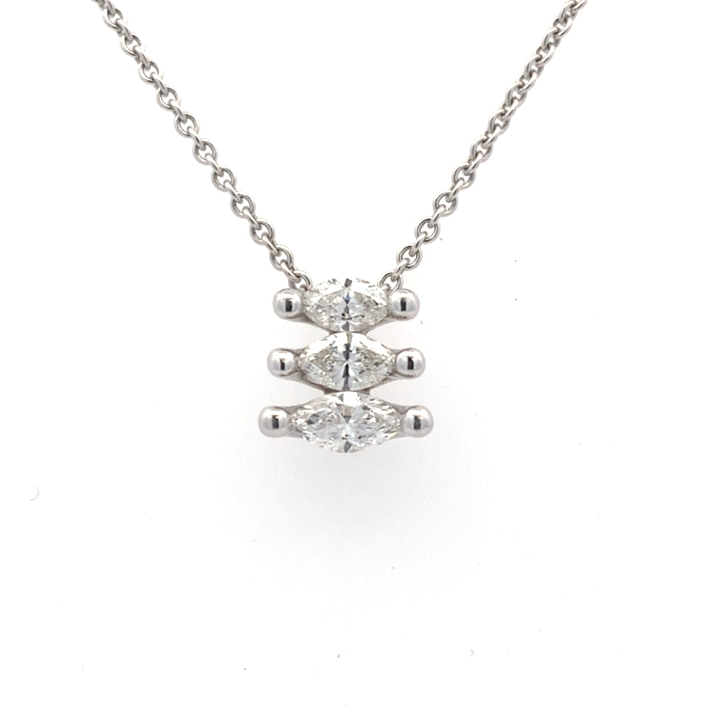 Marquise Shaped Diamond Fancy 3 Stone Pendant - 0.68cts Gardiner Brothers
