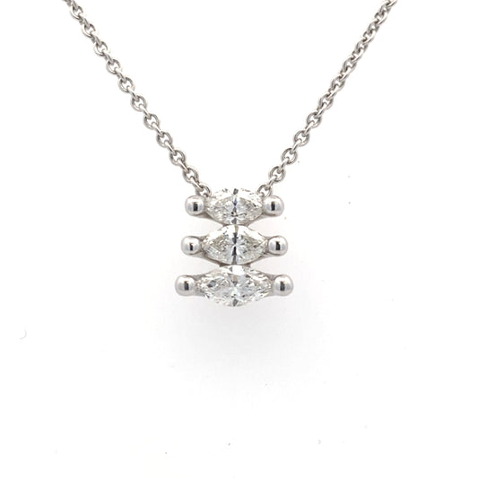 Marquise Shaped Diamond Fancy 3 Stone Pendant - 0.68cts Gardiner Brothers