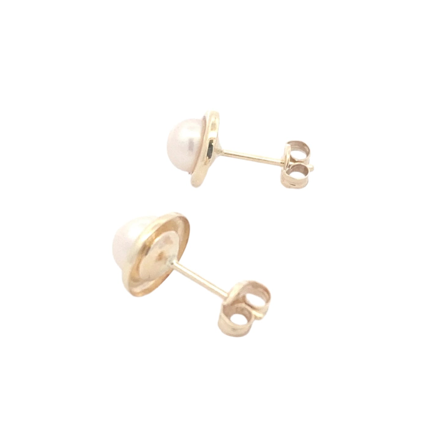 Yellow gold and fresh water pearl earrings Gardiner Brothers