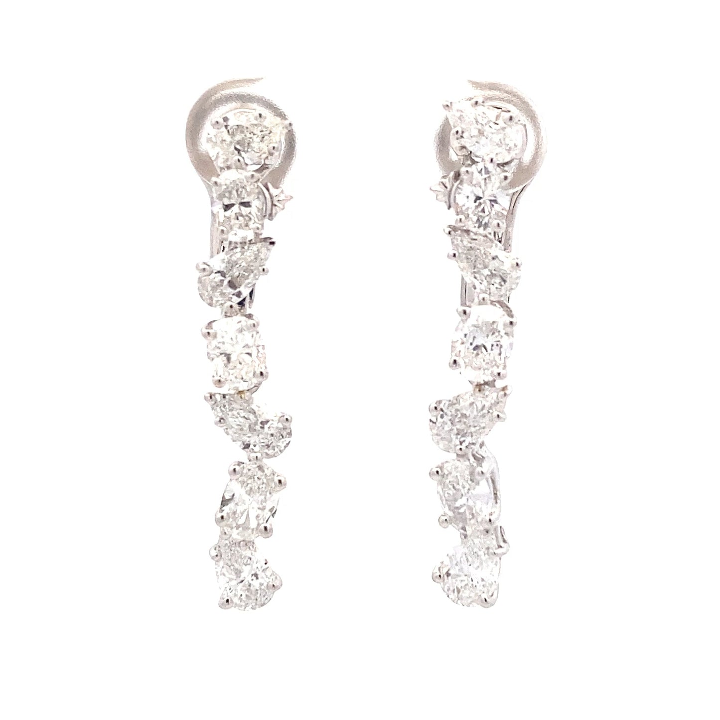 Oval and Pear Shaped Diamond Fancy Style Drop Earrings - 4.29cts Gardiner Brothers