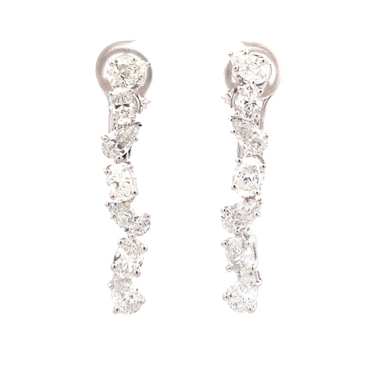 Oval and Pear Shaped Diamond Fancy Style Drop Earrings - 4.29cts Gardiner Brothers