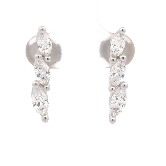 Marquise Shaped Diamond Drop Earrings - 1.59cts Gardiner Brothers