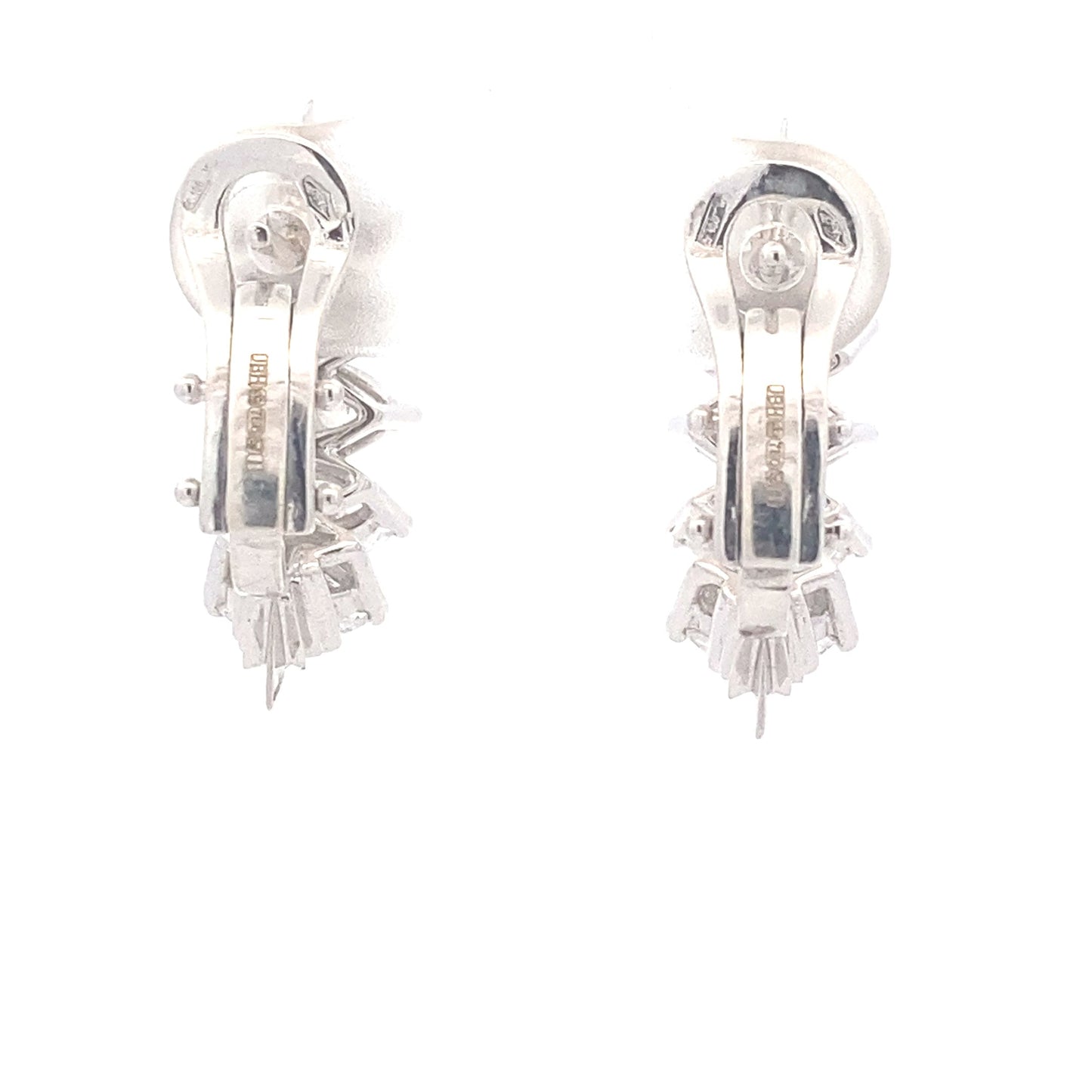 Marquise Shaped Diamond Half Hoop Style Earrings 3.43cts Gardiner Brothers