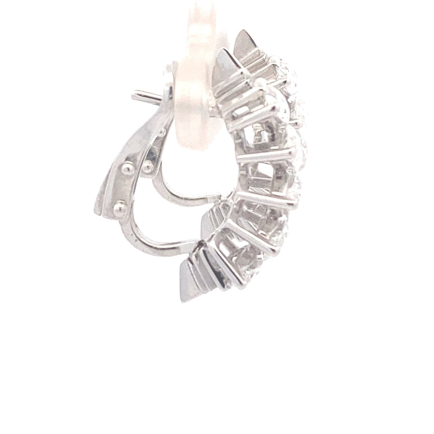 Marquise Shaped Diamond Half Hoop Style Earrings 3.43cts Gardiner Brothers