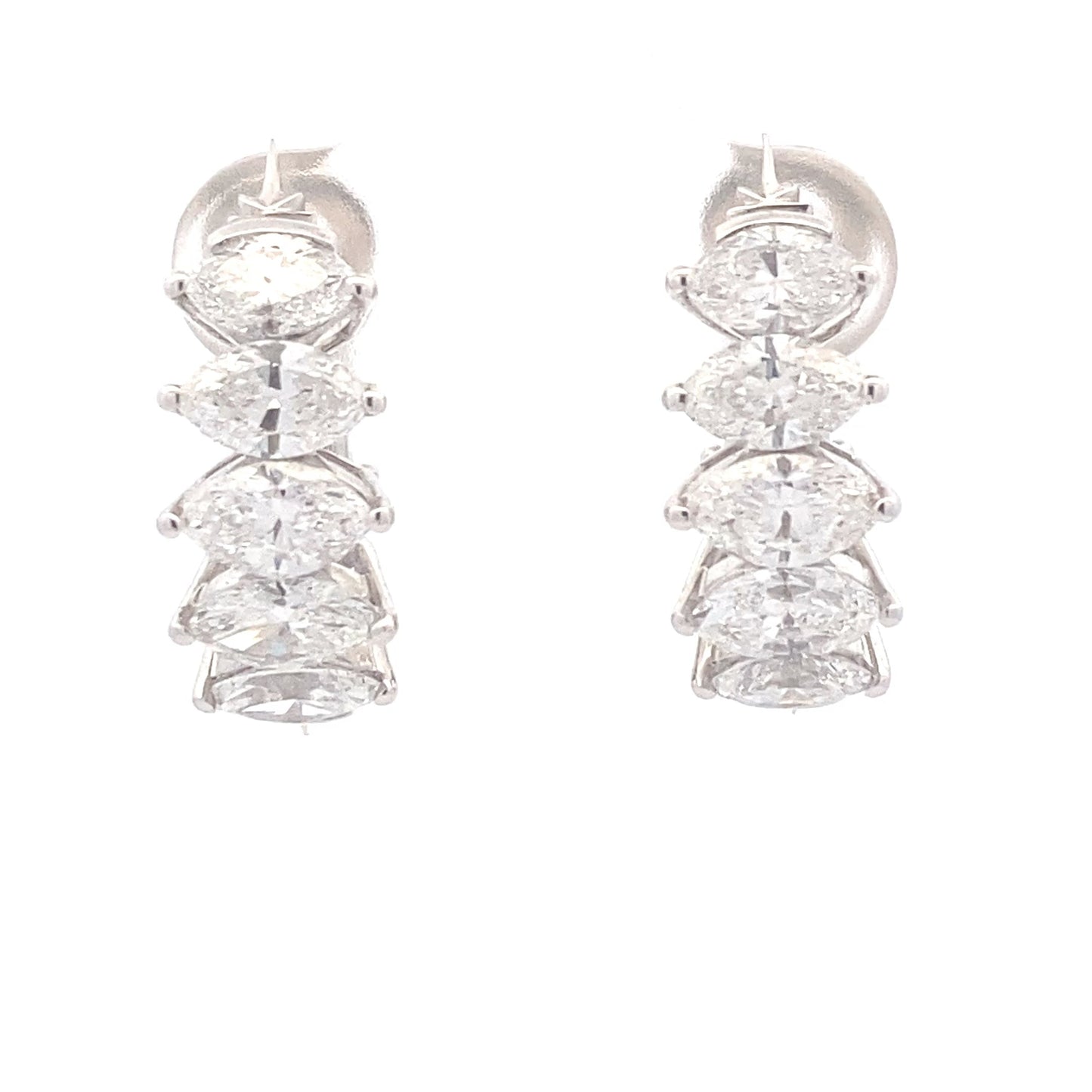 Marquise Shaped Diamond Half Hoop Style Earrings 3.43cts Gardiner Brothers