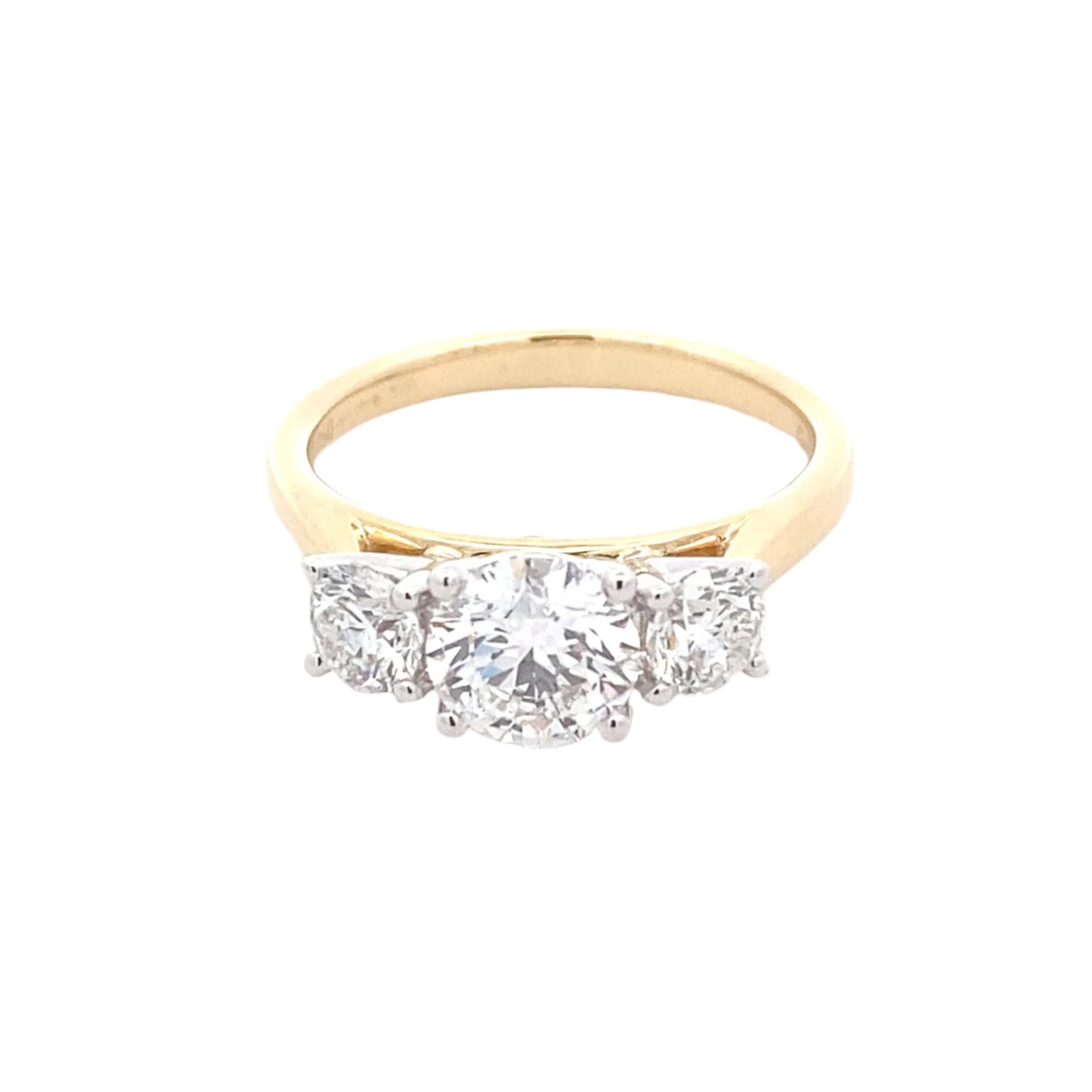 Round brilliant cut diamond 3 stone ring - 1.64cts Gardiner Brothers