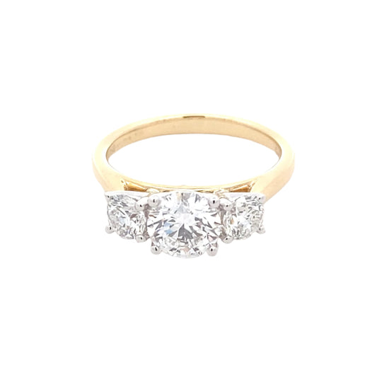 Round brilliant cut diamond 3 stone ring - 1.64cts Gardiner Brothers