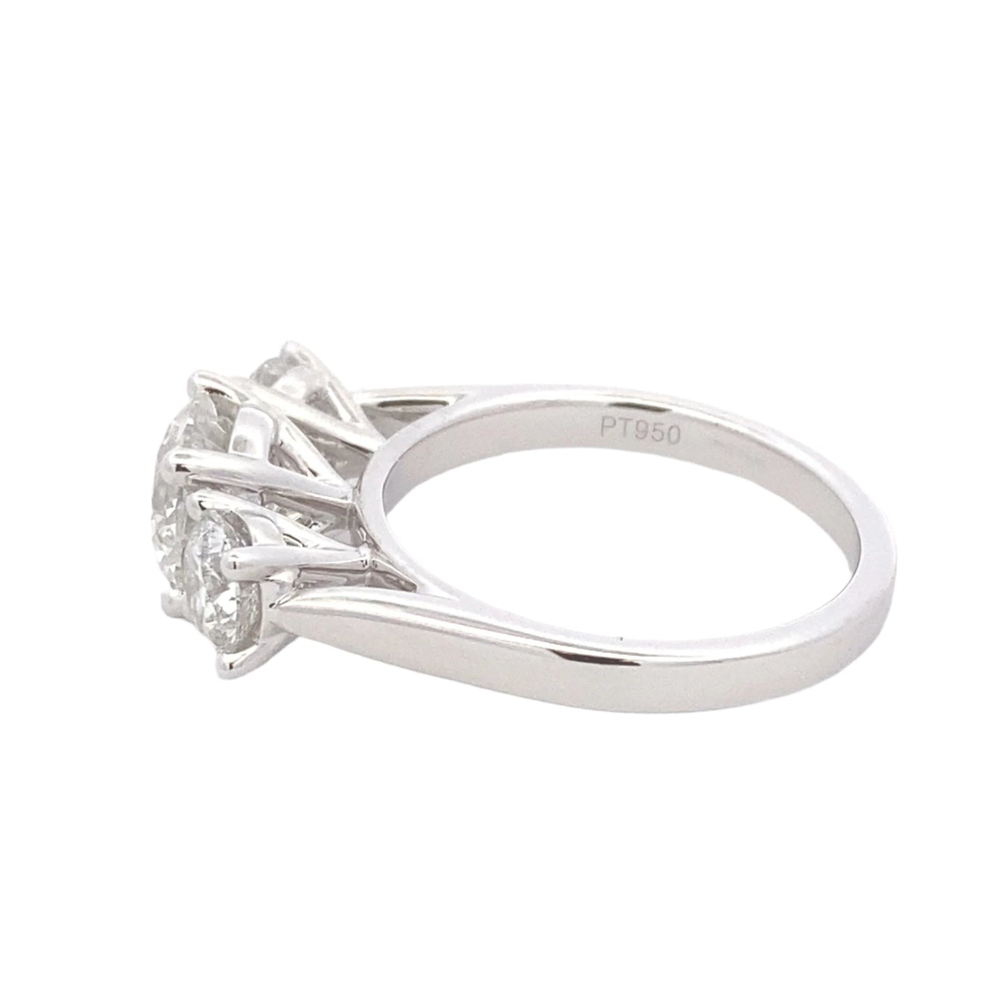 Platinum Round brilliant cut diamond 3 stone ring - 2.57cts Gardiner Brothers