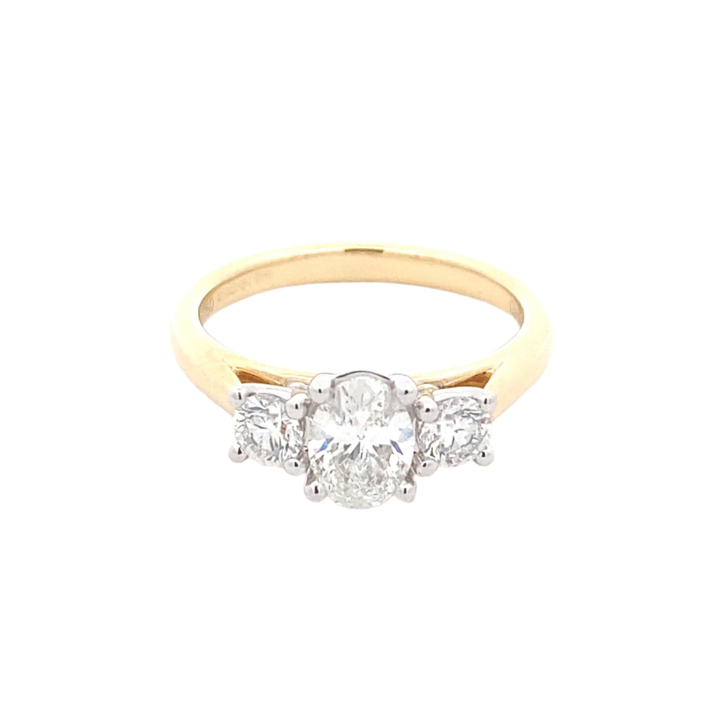 Oval and round brilliant cut diamond 3 stone ring - 1.10cts Gardiner Brothers