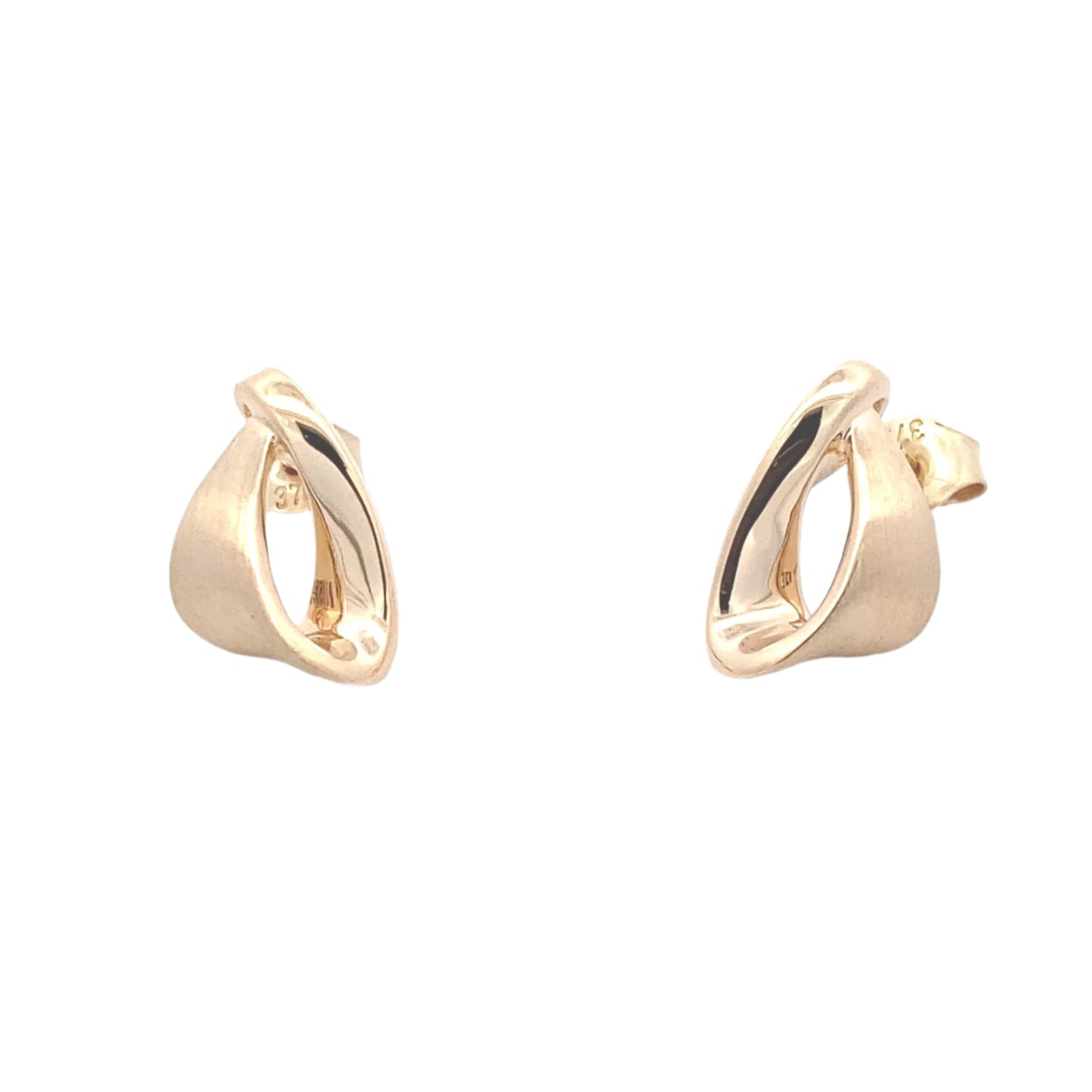 Yellow Gold Ribbon Style Earrings
