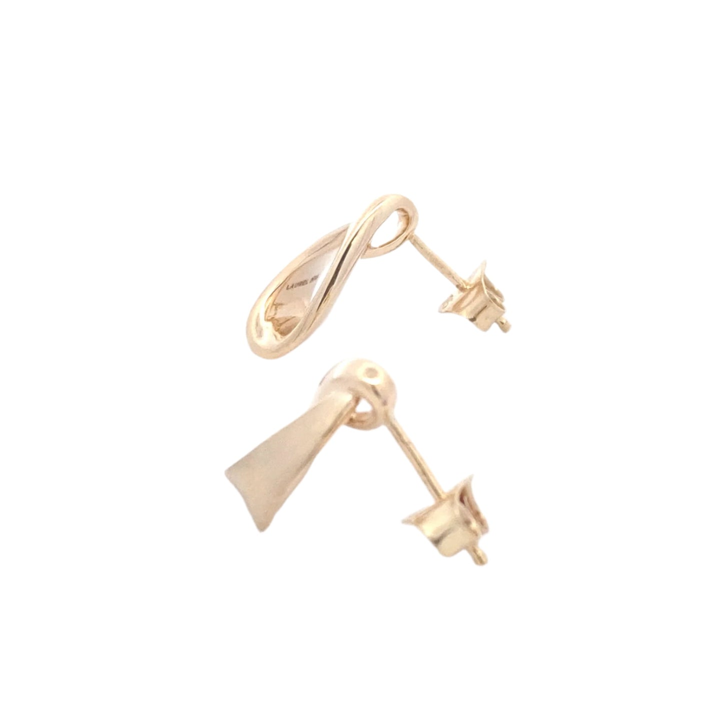 Yellow Gold Ribbon Style Earrings