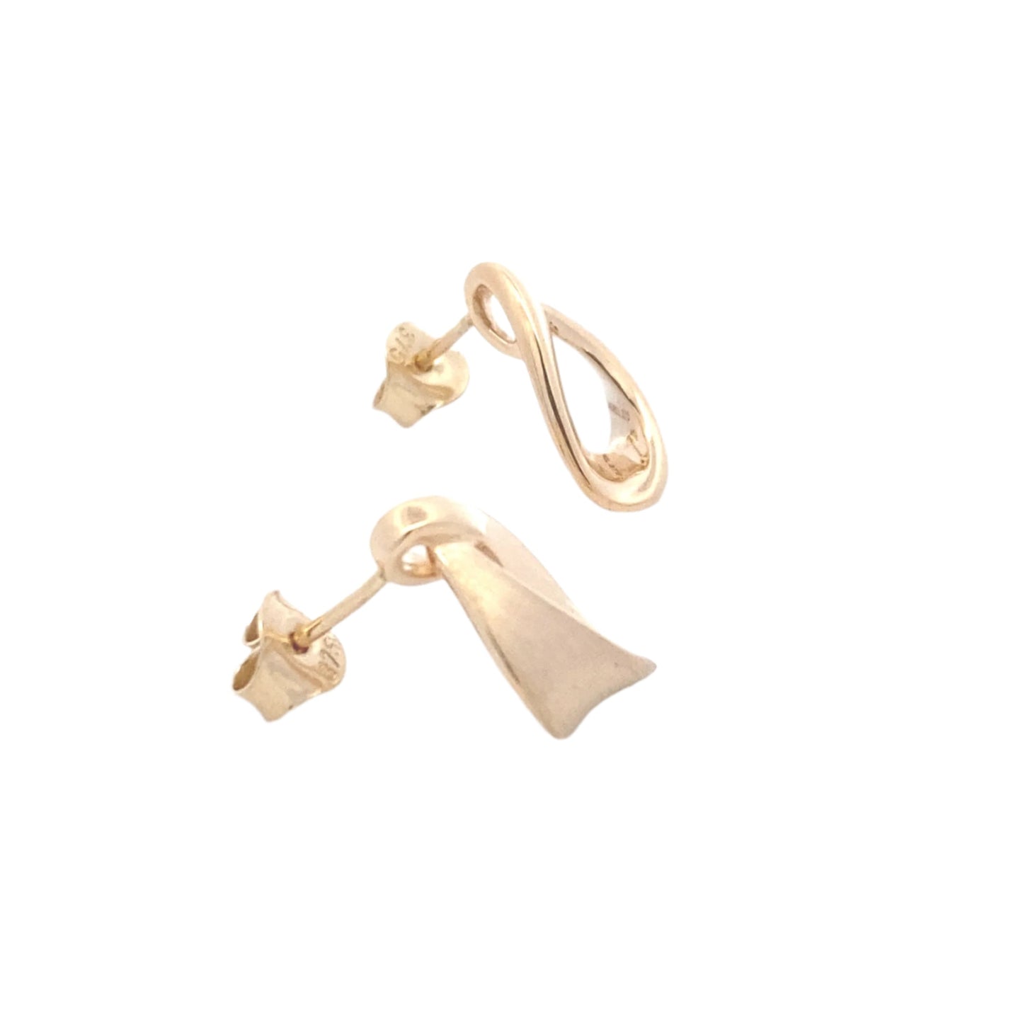 Yellow Gold Ribbon Style Earrings