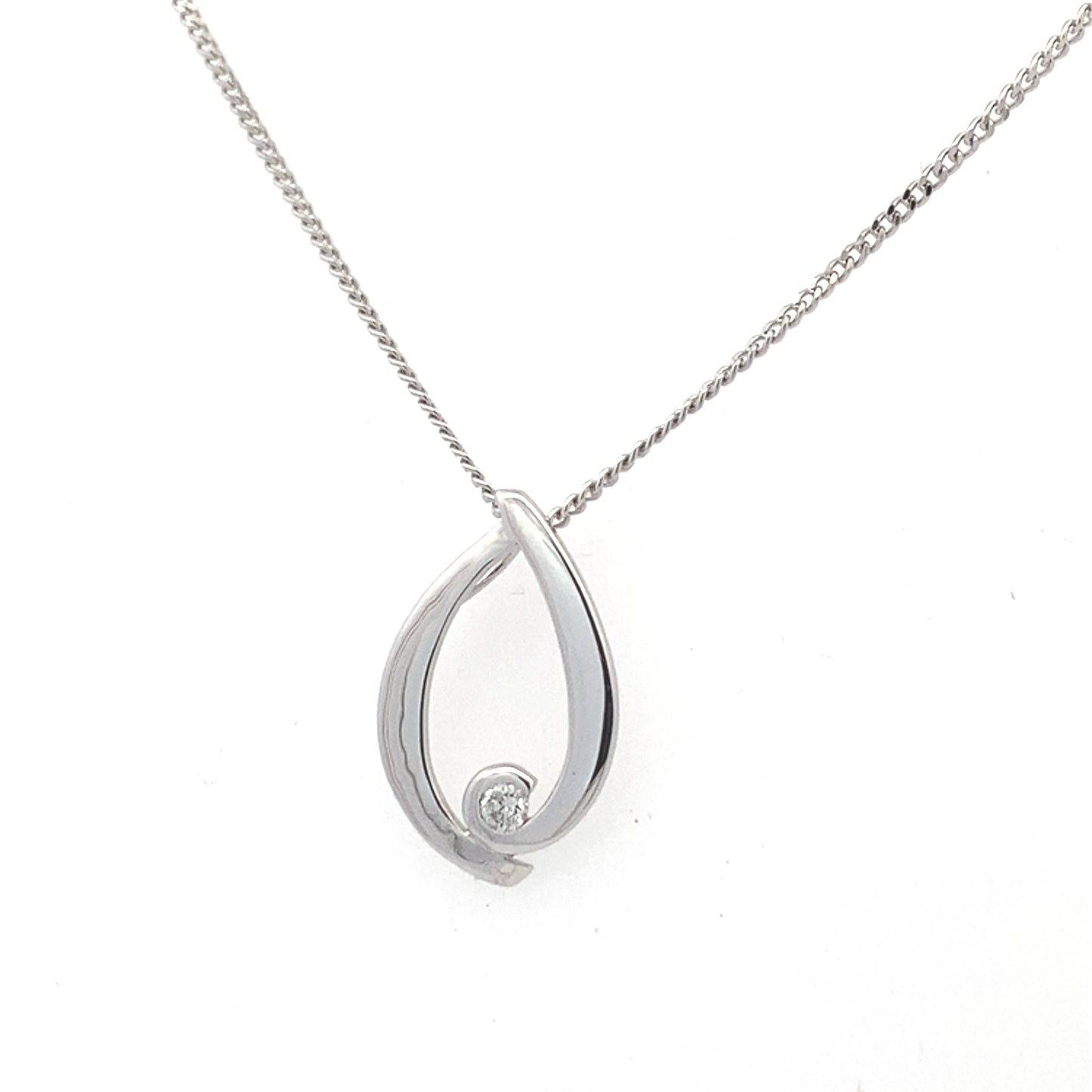 White Gold Diamond Set Teardrop Pendant