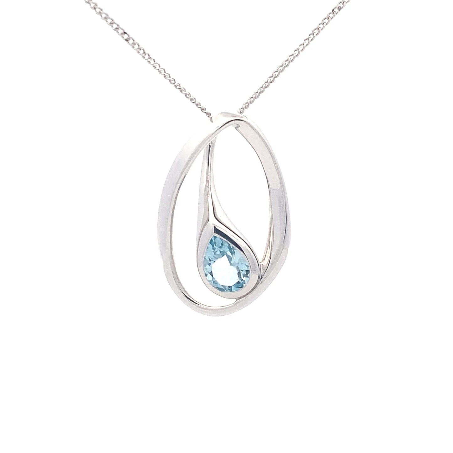 Pear Shaped Swiss Blue Topaz Fancy Style Pendant Gardiner Brothers