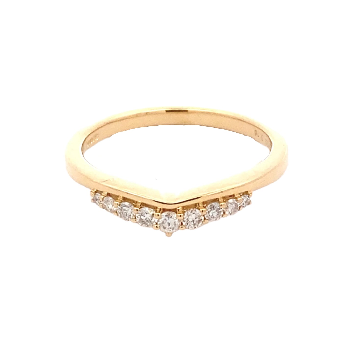 WishBone Shaped Diamond Set Wedding Band Gardiner Brothers 18ct Yellow Gold