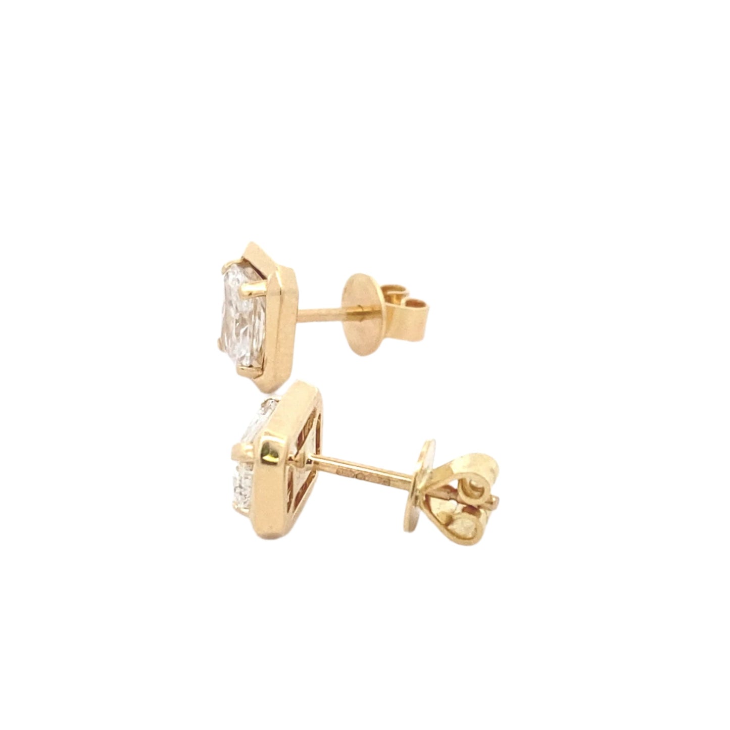 Lab Grown Radiant Cut Diamond Solitaire earrings - 1.52cts