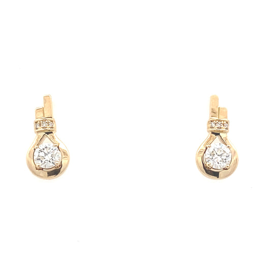 Round Brilliant cut diamond fancy drop style earrings