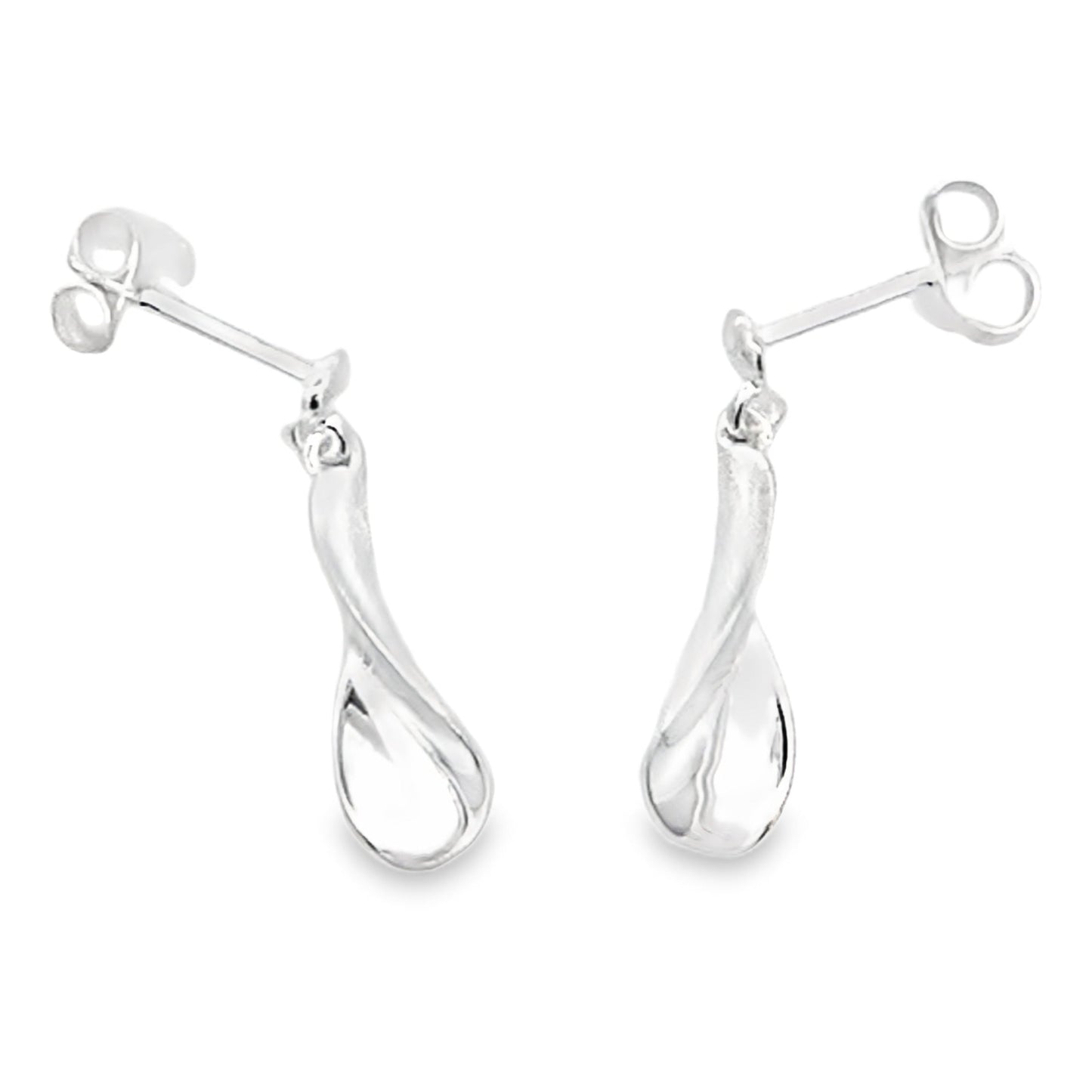 Silver Narrow Blade Drop Earrings