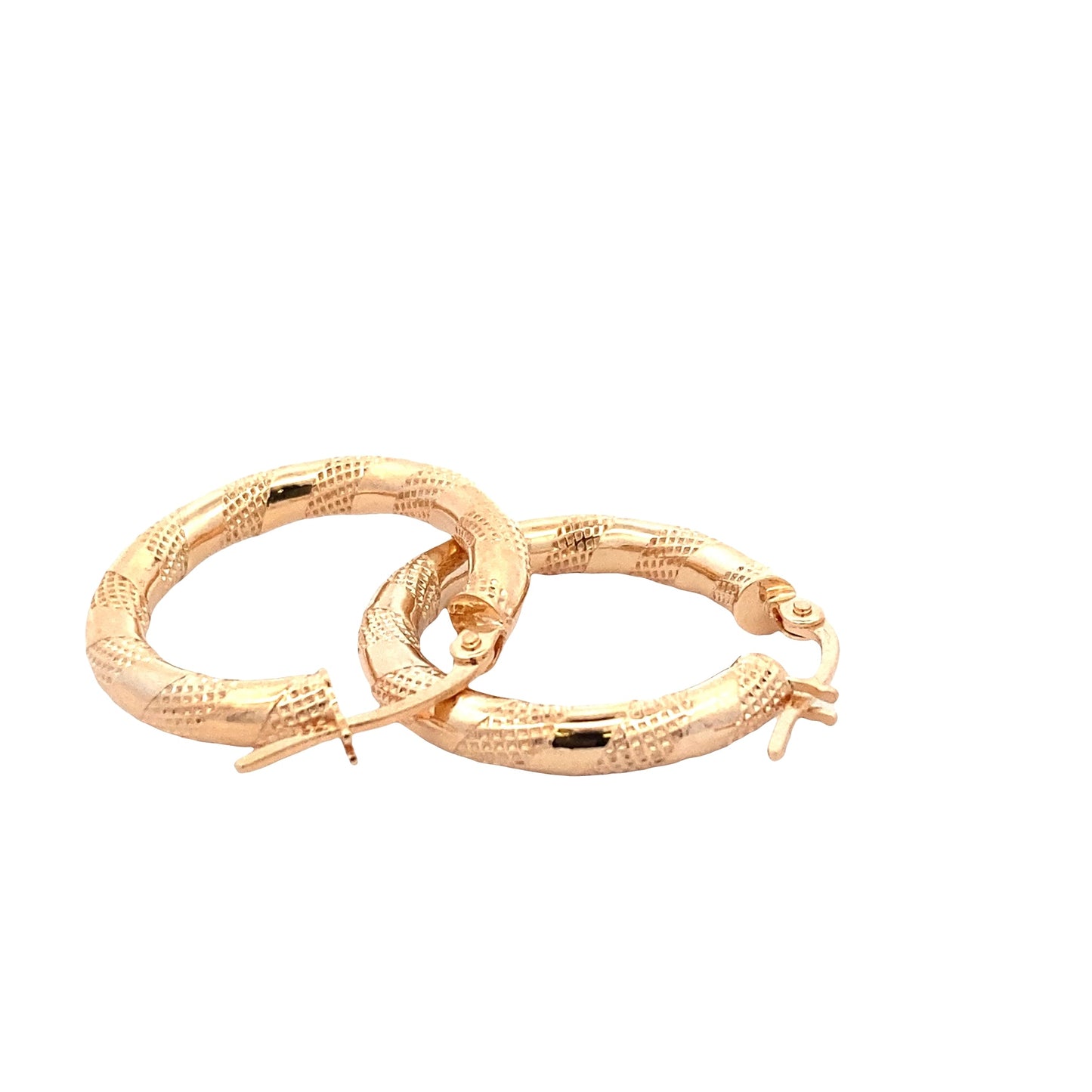 Yellow Gold Fancy Finish Hoop Earrings