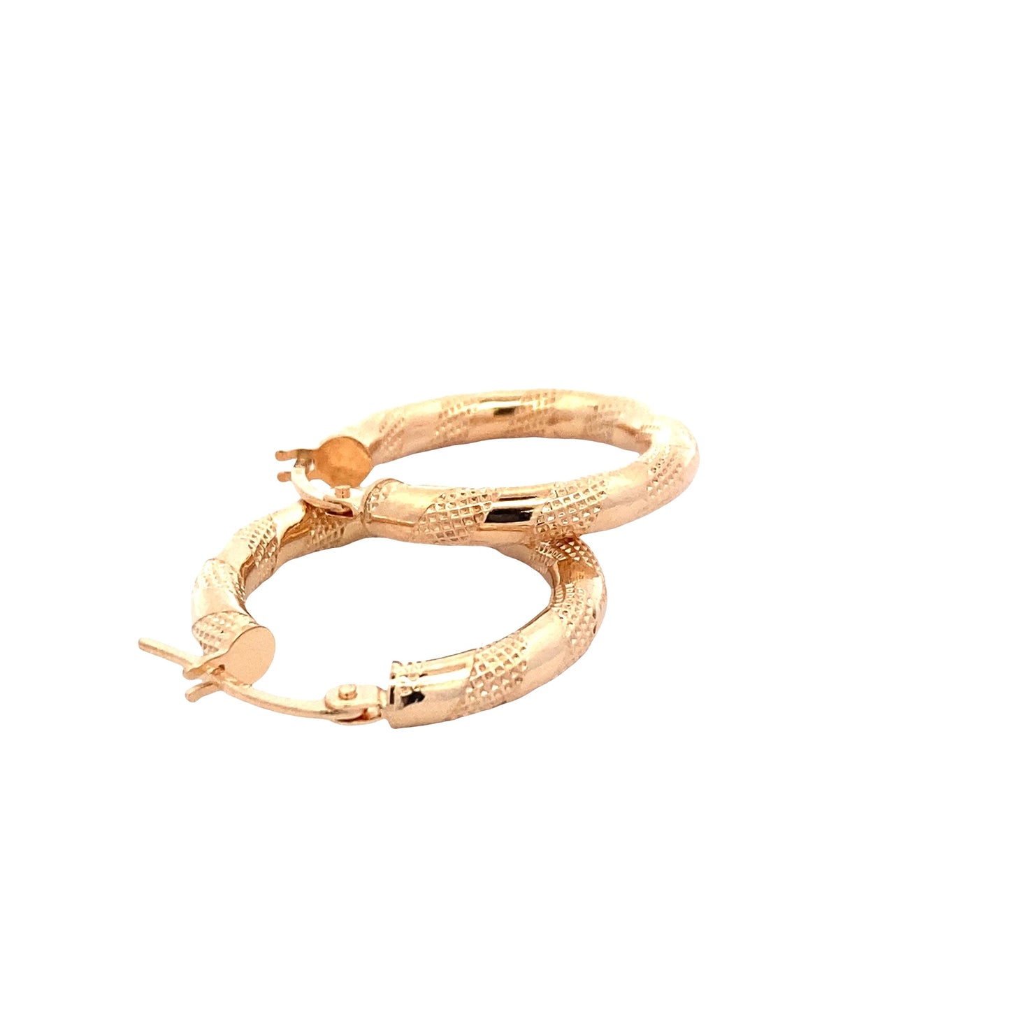 Yellow Gold Fancy Finish Hoop Earrings