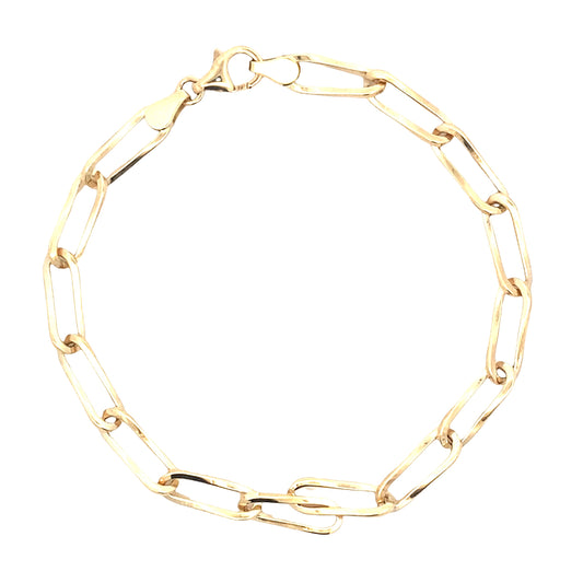 Yellow Gold Twisted Oblong Link Bracelet