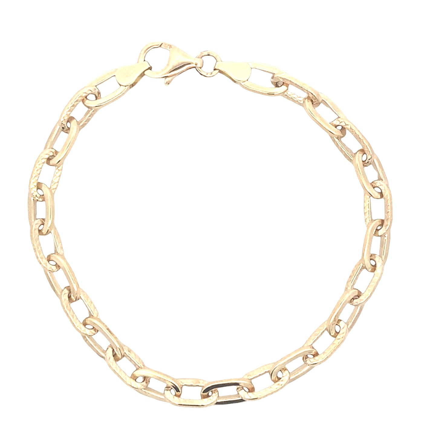 Yellow Gold Oblong patterned Link bracelet