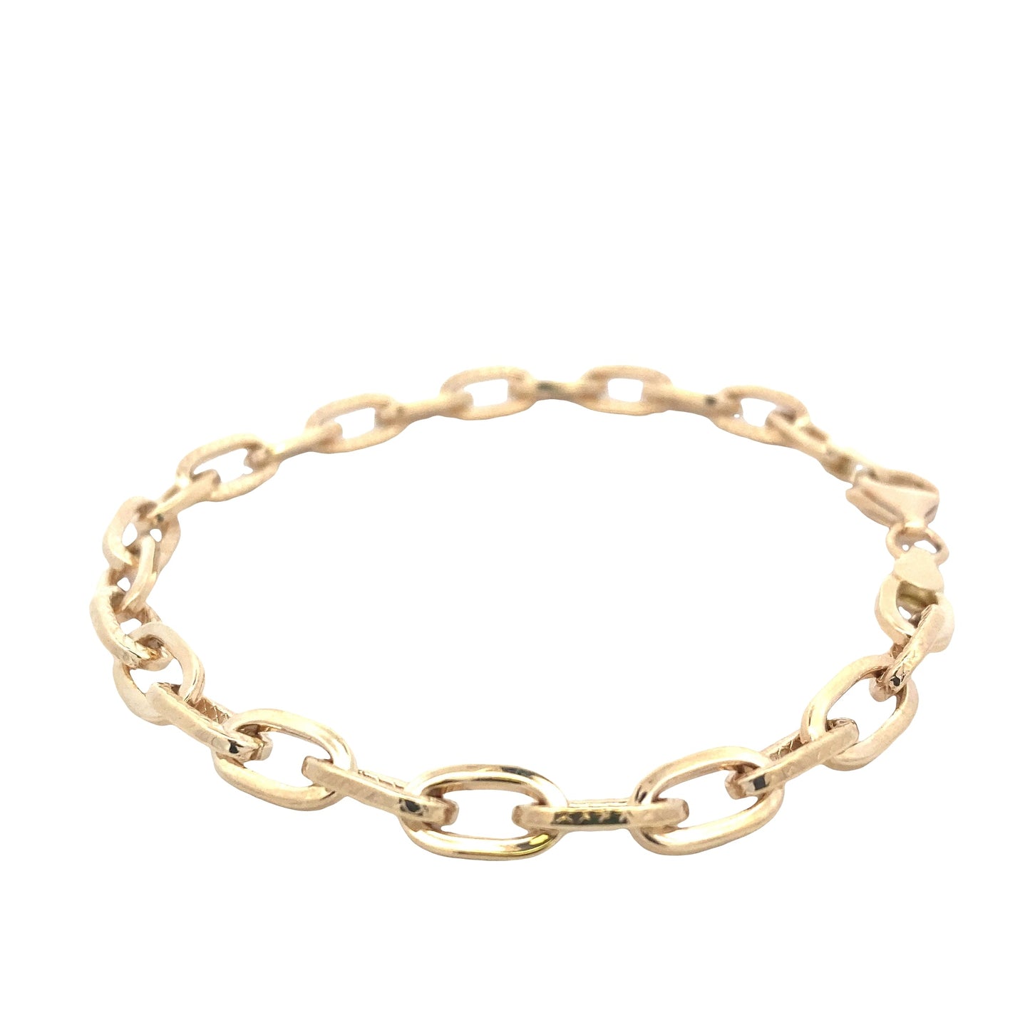 Yellow Gold Oblong patterned Link bracelet