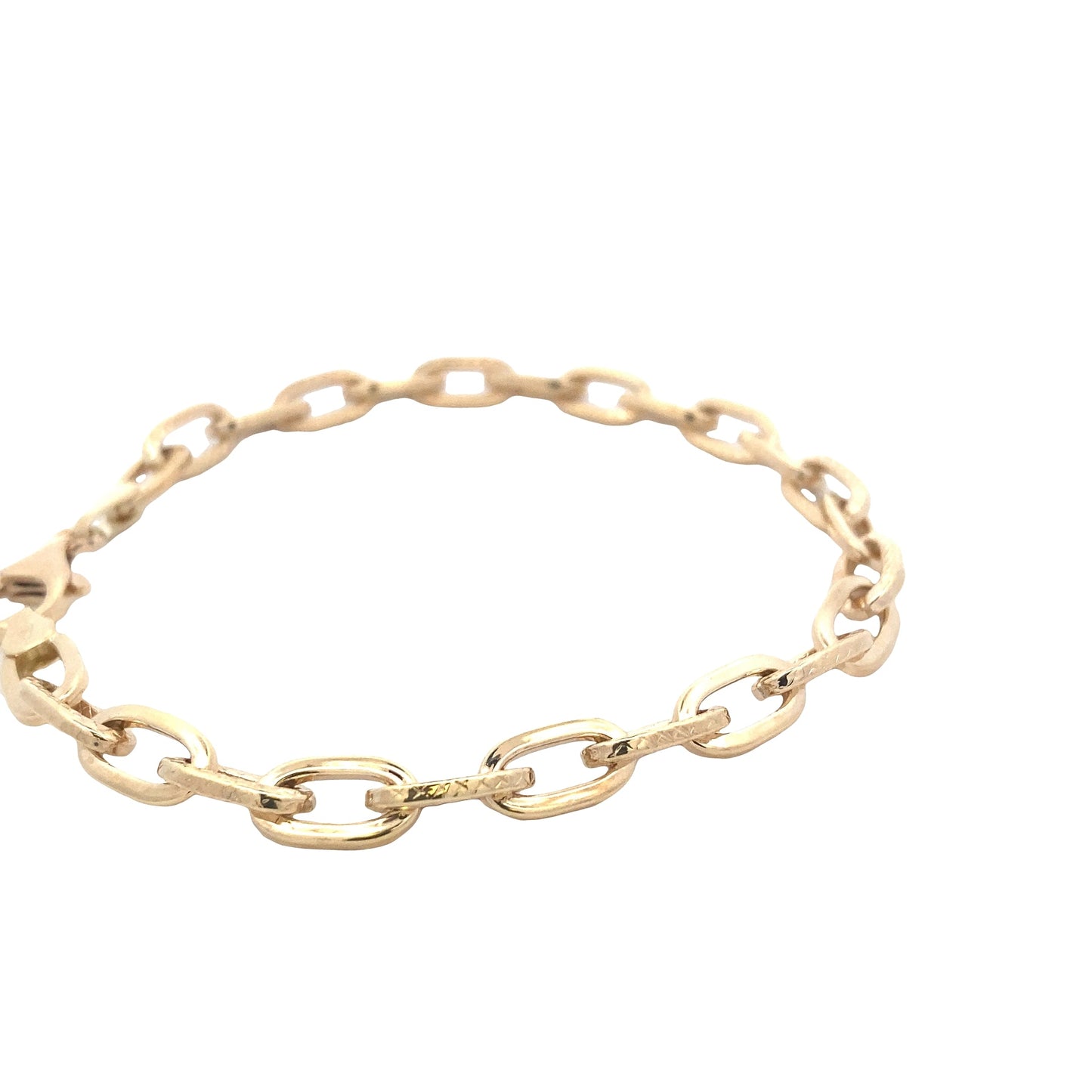 Yellow Gold Oblong patterned Link bracelet